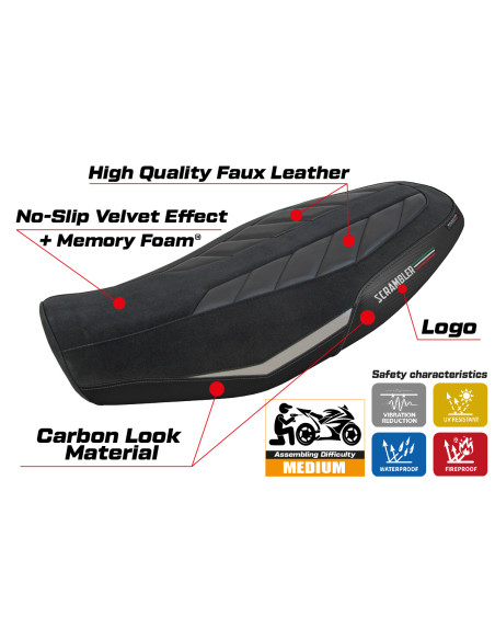 Housse de selle compatible - Ducati Scrambler 800 2023-2025 - mod Rimini Comfort System