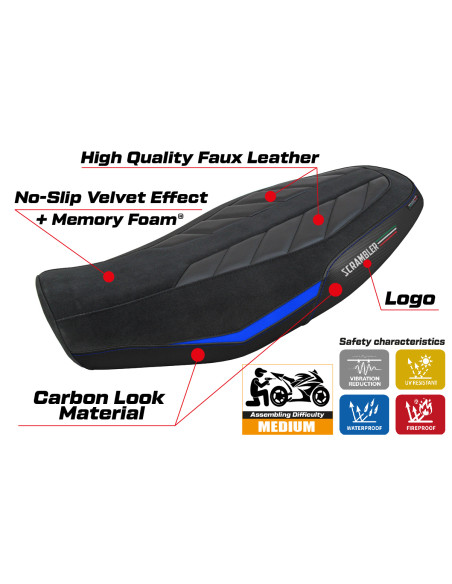 Rivestimento sella compatibile - Ducati Scrambler 800 2023-2025 - mod Rimini Comfort System