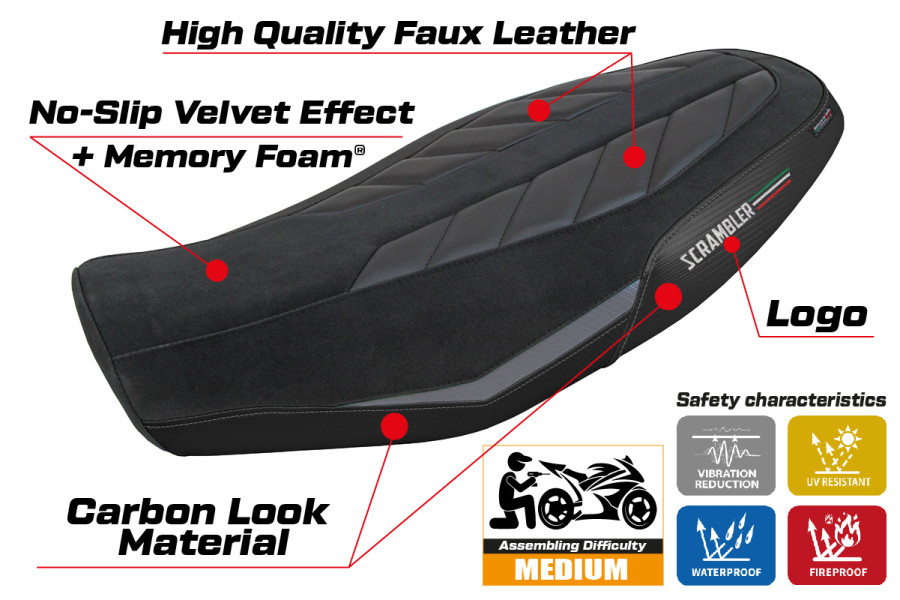 Funda de asiento compatible - Ducati Scrambler 800 2023-2026 - mod Rimini Comfort System