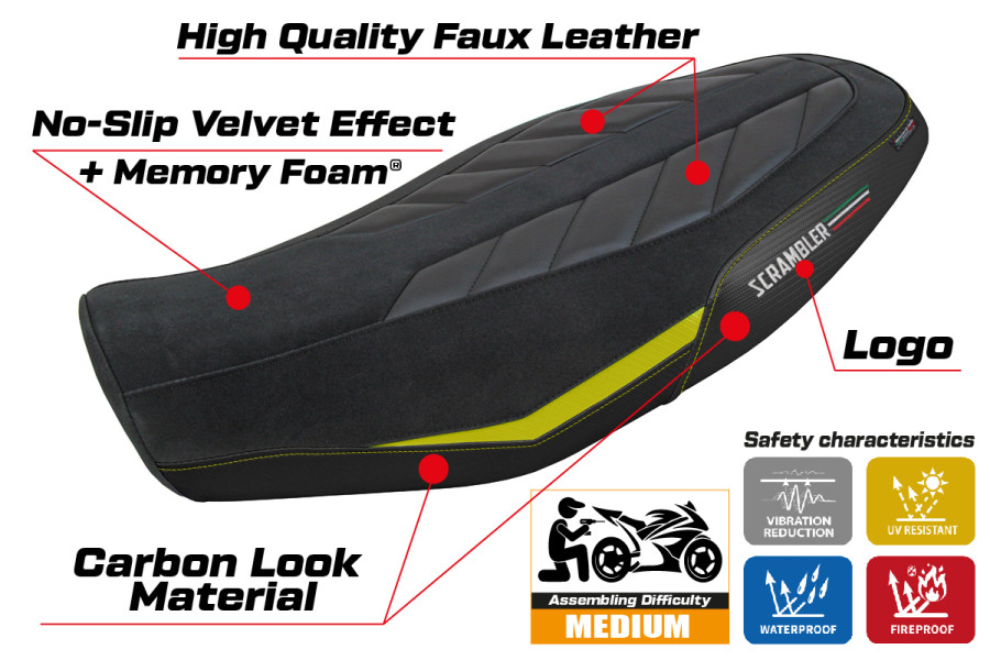 Funda de asiento compatible - Ducati Scrambler 800 2023-2026 - mod Rimini Comfort System