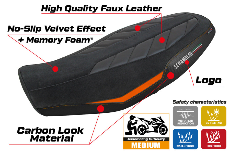 Funda de asiento compatible - Ducati Scrambler 800 2023-2026 - mod Rimini Comfort System
