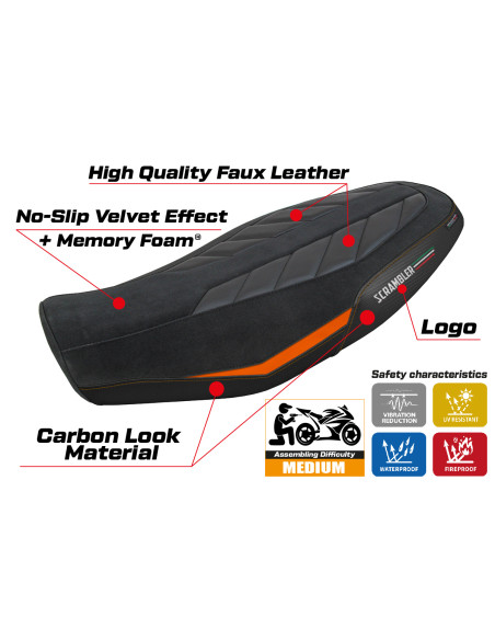 Seat cover compatible - Ducati Scrambler 800 2023-2025 - mod Rimini Comfort System