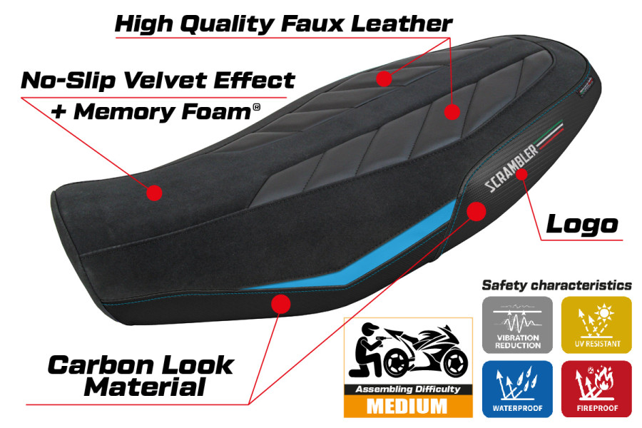 Housse de selle compatible - Ducati Scrambler 800 2023-2026 - mod Rimini Comfort System