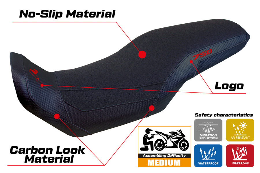 Housse de selle compatible - Honda Transalp 750 2023-2026 - mod Malmo Ultragrip