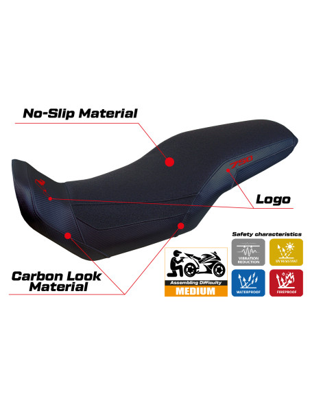 Funda de asiento compatible - Honda Transalp 750 2023-2025 - mod Malmo Ultragrip