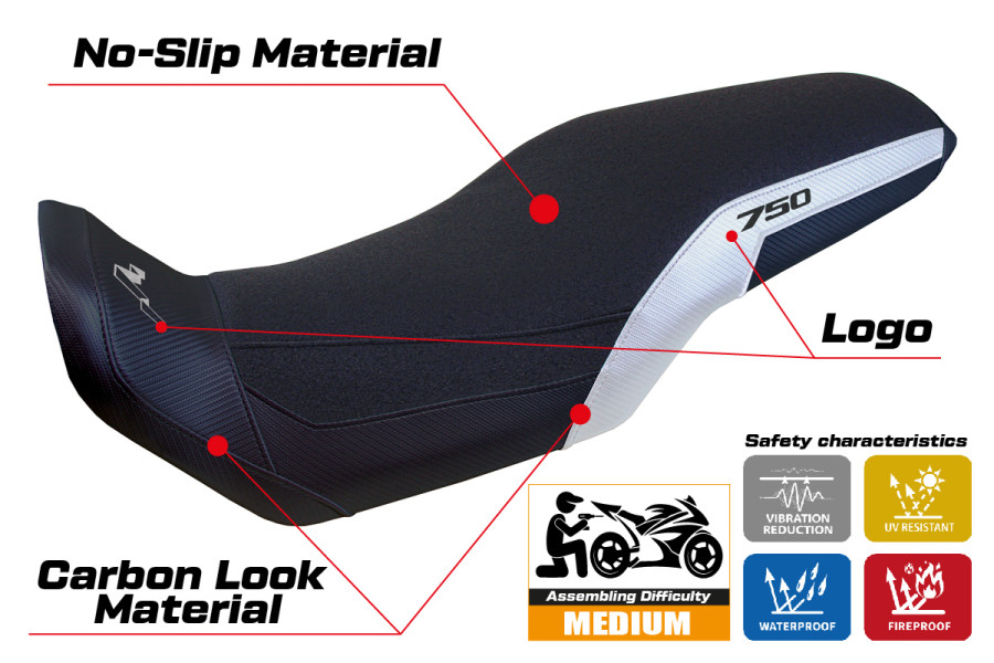 Housse de selle compatible - Honda Transalp 750 2023-2026 - mod Malmo Ultragrip