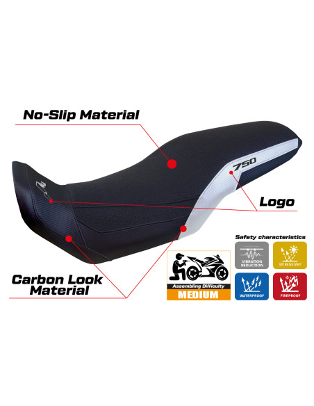 Housse de selle compatible - Honda Transalp 750 2023-2025 - mod Malmo Ultragrip