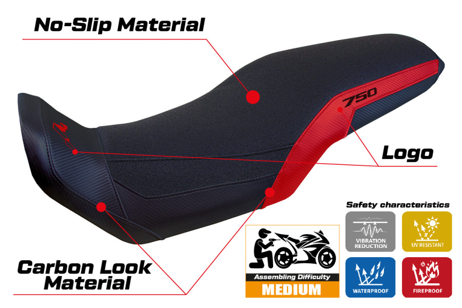 Housse de selle compatible - Honda Transalp 750 2023-2026 - mod Malmo Ultragrip