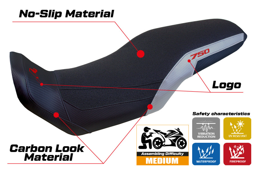 Seat cover compatible - Honda Transalp 750 2023-2026 - mod Malmo Ultragrip