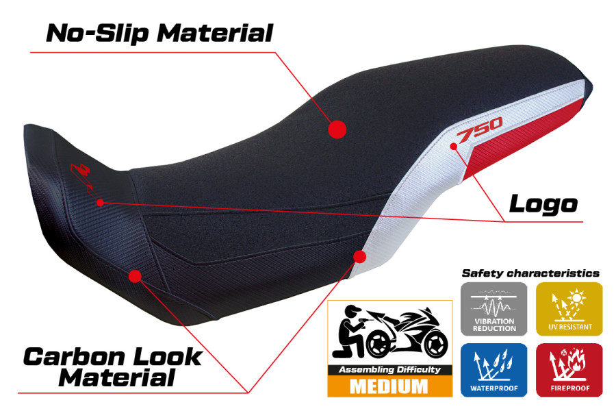 Funda de asiento compatible - Honda Transalp 750 2023-2026 - mod Malmo Ultragrip