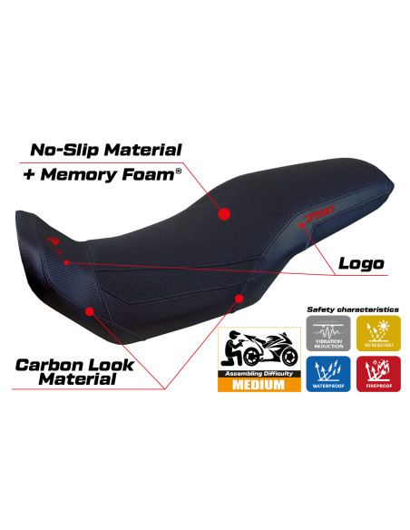 Seat cover compatible - Honda Transalp 750 2023-2025 - mod Malmo Ultragrip Comfort System