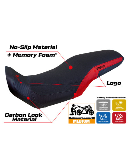 Funda de asiento compatible - Honda Transalp 750 2023-2025 - mod Malmo Ultragrip Comfort System