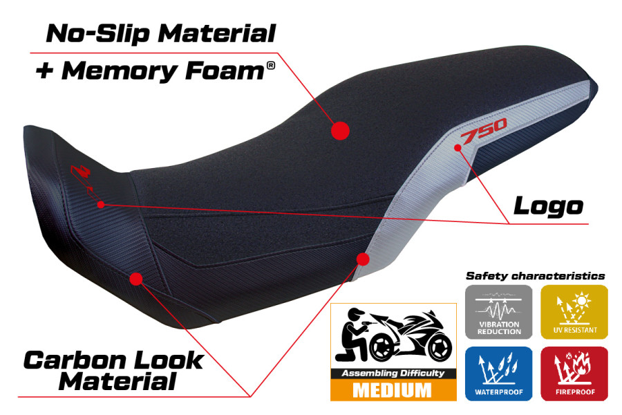 Housse de selle compatible - Honda Transalp 750 2023-2026 - mod Malmo Ultragrip Comfort System