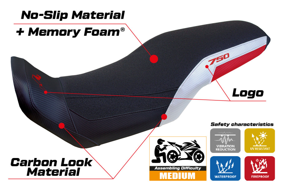 Funda de asiento compatible - Honda Transalp 750 2023-2026 - mod Malmo Ultragrip Comfort System