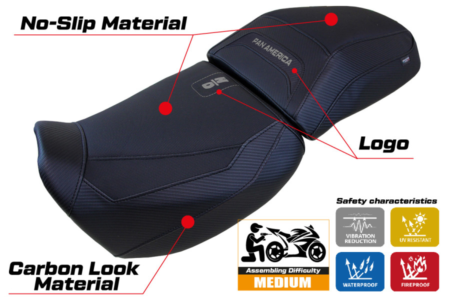 Housse de selle compatible - Harley Davidson Pan America 2021-2026 - mod Vegas