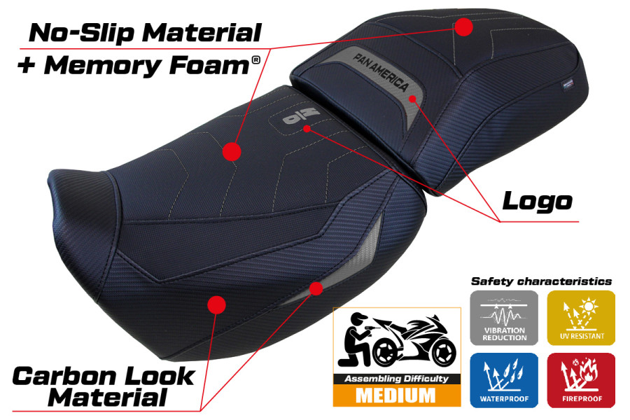 Funda de asiento compatible - Harley Davidson Pan America 2021-2026 - mod Vegas Comfort System