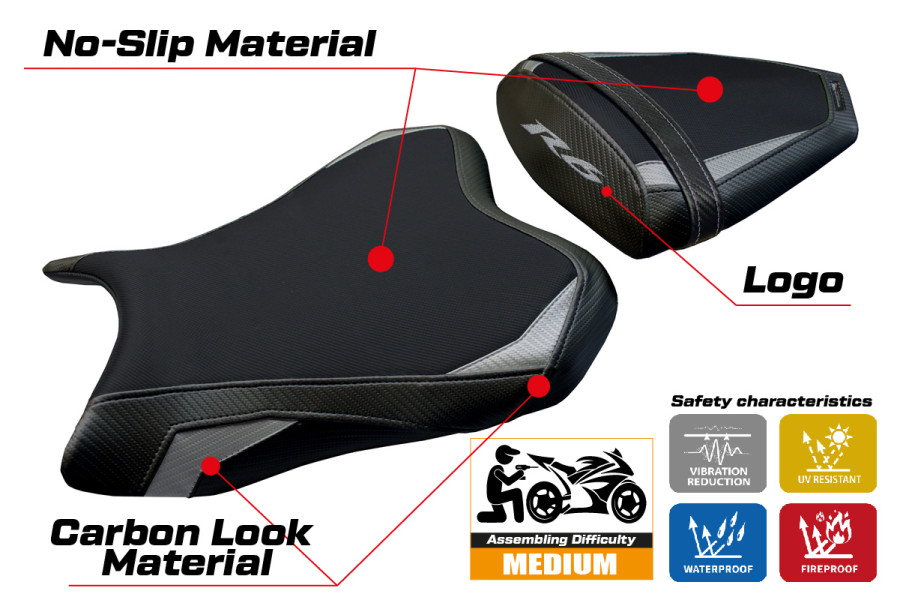 Funda de asiento compatible - Yamaha R6 2006 - 2007 - mod Aichi
