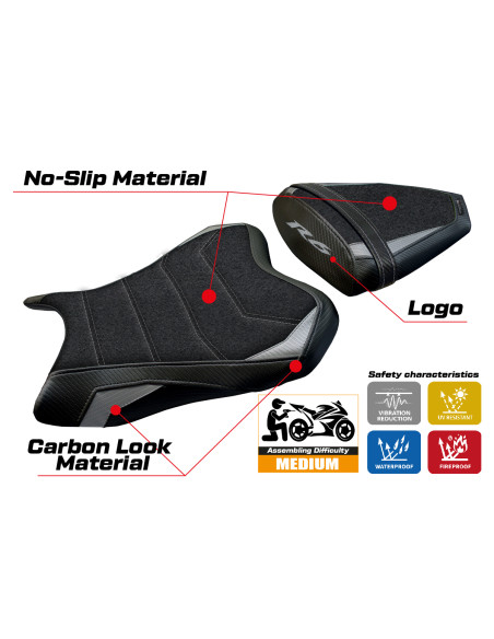 Funda de asiento compatible - Yamaha R6 2006 - 2007 - mod Aichi Ultragrip