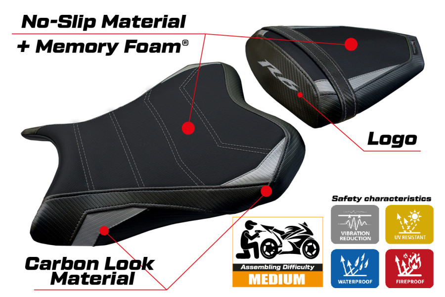 Funda de asiento compatible - Yamaha R6 2006 - 2007 - mod Aichi Comfort System