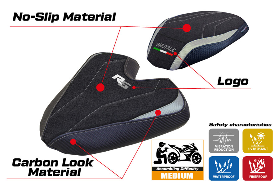 Housse de selle compatible - MV Agusta Brutale 1000 RS 2021-2026 - mod Ankara Ultragrip