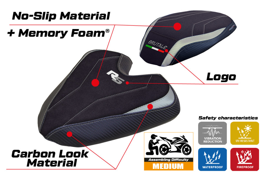 Sitzbezug kompatibel - MV Agusta Brutale 1000 RS 2021-2026 - mod Ankara Velvet Comfort System