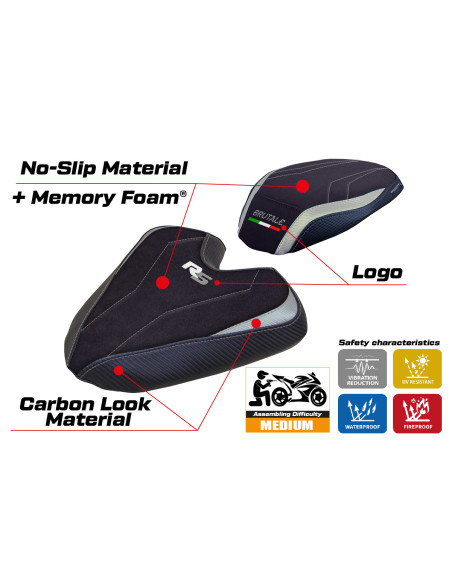 Seat cover compatible - MV Agusta Brutale 1000 RS 2021-2025 - mod Ankara Velvet Comfort System