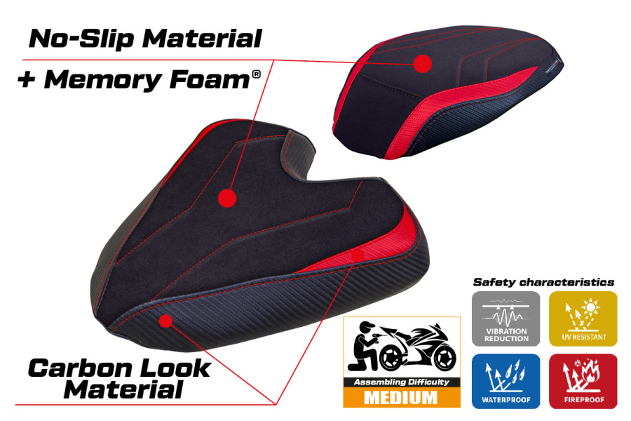 Funda de asiento compatible - MV Agusta Brutale 1000 RS 2021-2026 - mod Ankara Velvet Comfort System