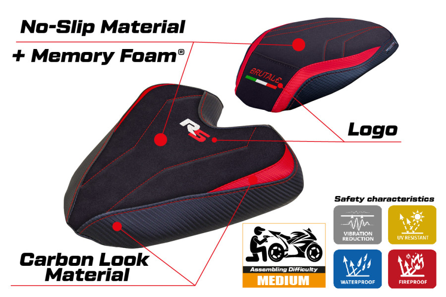 Sitzbezug kompatibel - MV Agusta Brutale 1000 RS 2021-2026 - mod Ankara Velvet Comfort System