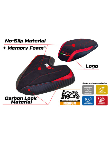 Funda de asiento compatible - MV Agusta Brutale 1000 RS 2021-2025 - mod Ankara Velvet Comfort System