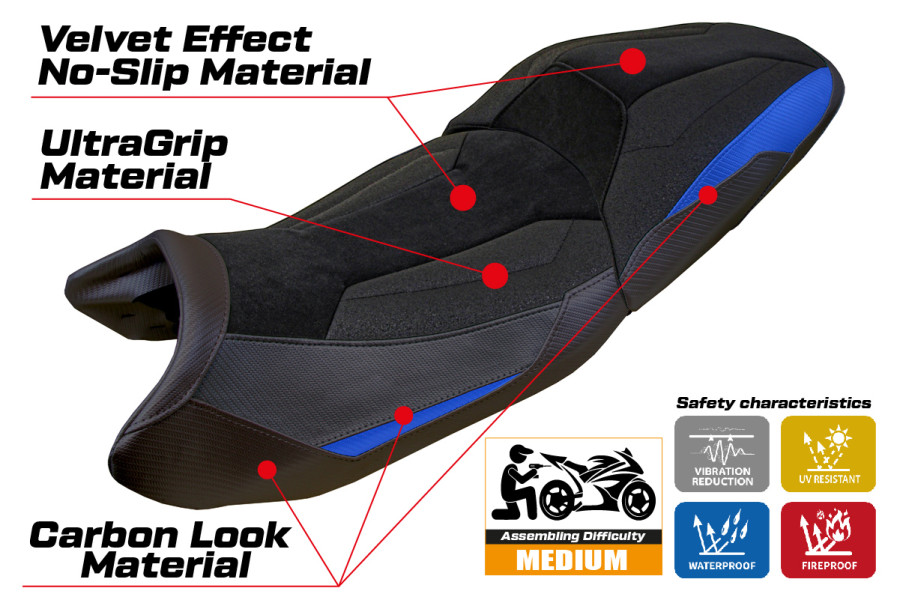 Funda de asiento compatible - BMW R 1300 GS Touring 2023-2026 - mod Koln Velvet Ultragrip