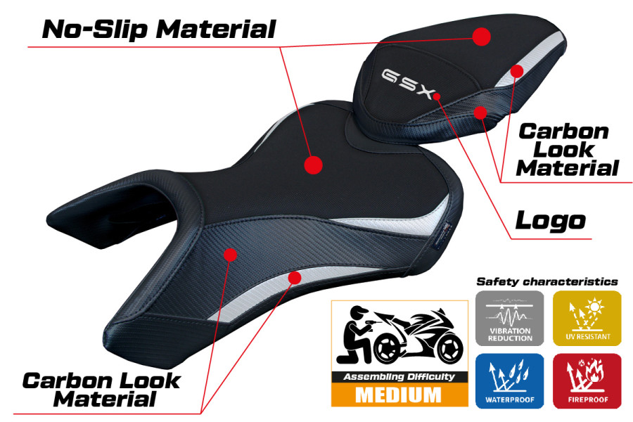 Funda de asiento compatible - Suzuki GSX 8S / 8R 2023-2026 - mod Niigata