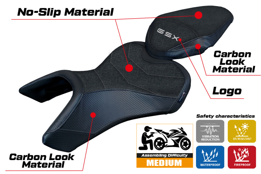 Rivestimento sella compatibile - Suzuki GSX 8S / 8R 2023-2026 - mod Niigata Ultragrip