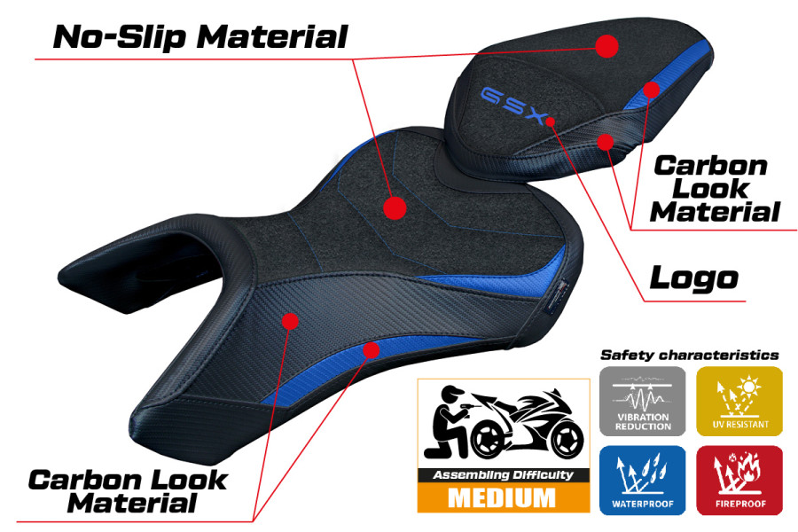 Rivestimento sella compatibile - Suzuki GSX 8S / 8R 2023-2026 - mod Niigata Ultragrip
