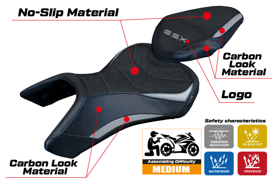 Funda de asiento compatible - Suzuki GSX 8S / 8R 2023-2026 - mod Niigata Ultragrip