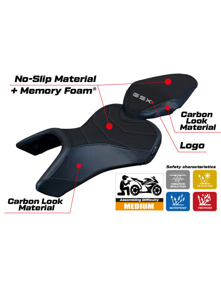 Funda de asiento compatible - Suzuki GSX 8S / 8R 2023-2025 - mod Niigata Comfort System