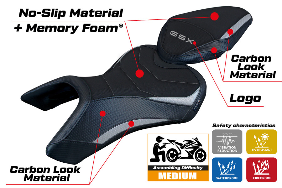 Seat cover compatible - Suzuki GSX 8S / 8R 2023-2026 - mod Niigata Comfort System