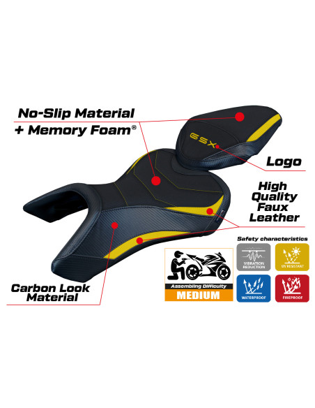 Funda de asiento compatible - Suzuki GSX 8S / 8R 2023-2025 - mod Niigata Comfort System