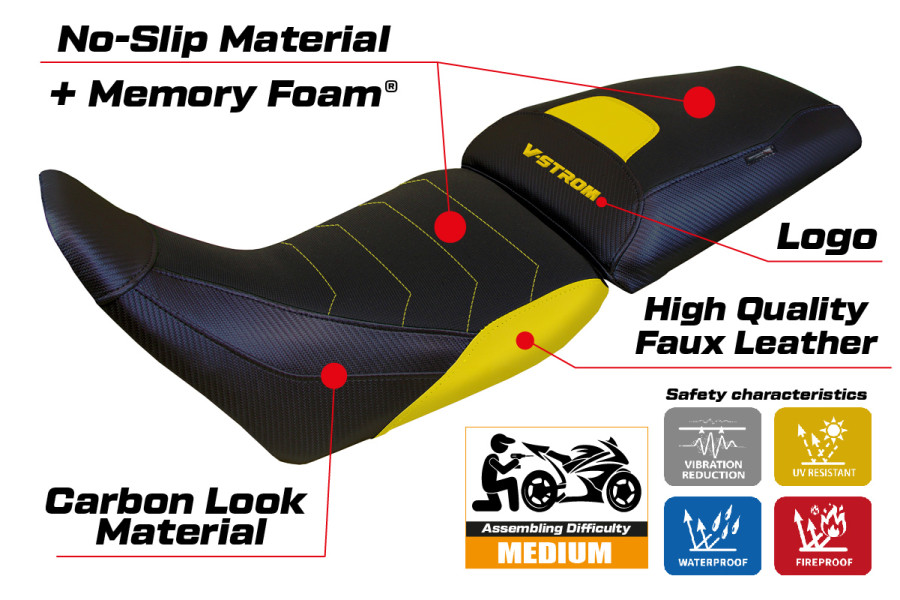 Funda de asiento compatible - Suzuki V-Strom 1050 2020-2026 - mod Surat Comfort System