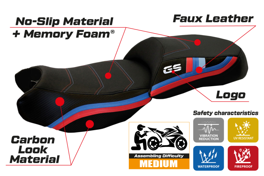 Rivestimento sella compatibile - BMW R 1200 GS 2013 - 2018 - mod Heating Comfort System