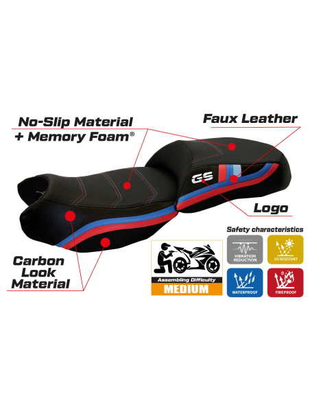 Housse de selle compatible - BMW R 1200 GS 2013 - 2018 - mod Heating Comfort System
