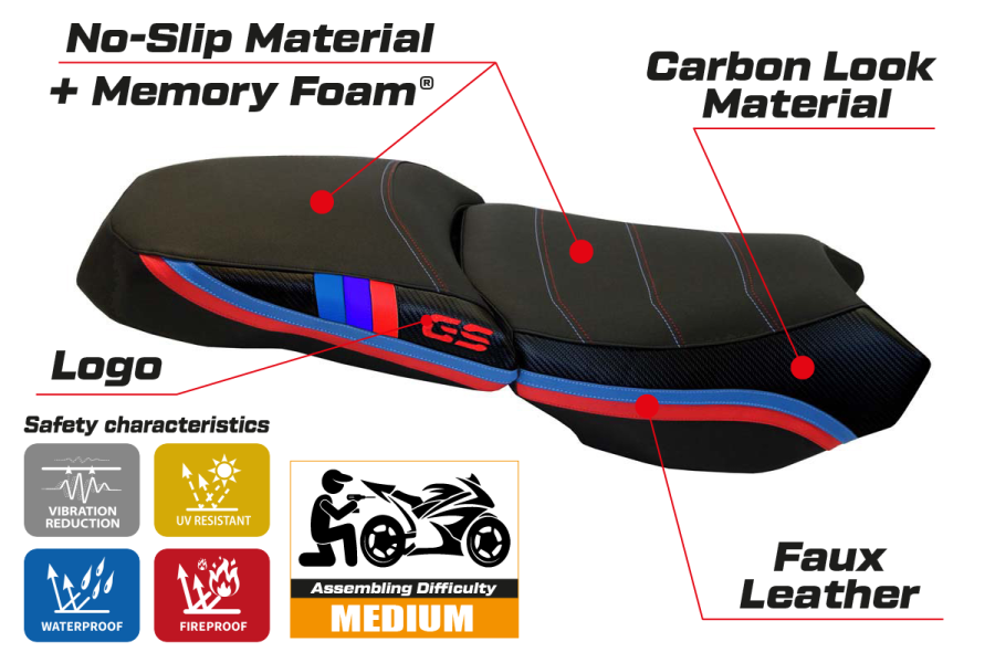 Rivestimento sella compatibile - BMW R 1200 GS Adventure 2013 - 2018 - mod Heating Comfort System