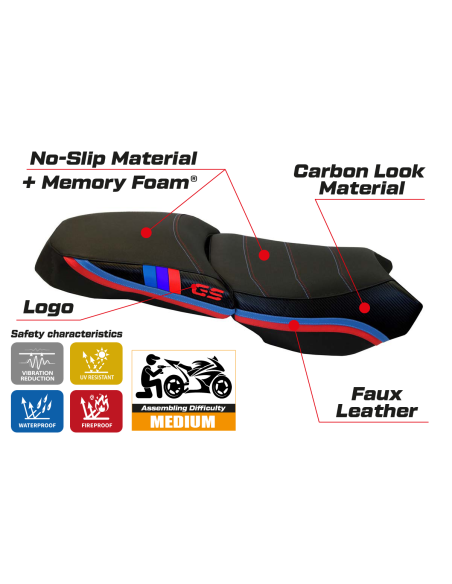 Sitzbezug kompatibel - BMW R 1200 GS Adventure 2013 - 2018 - mod Heating Comfort System