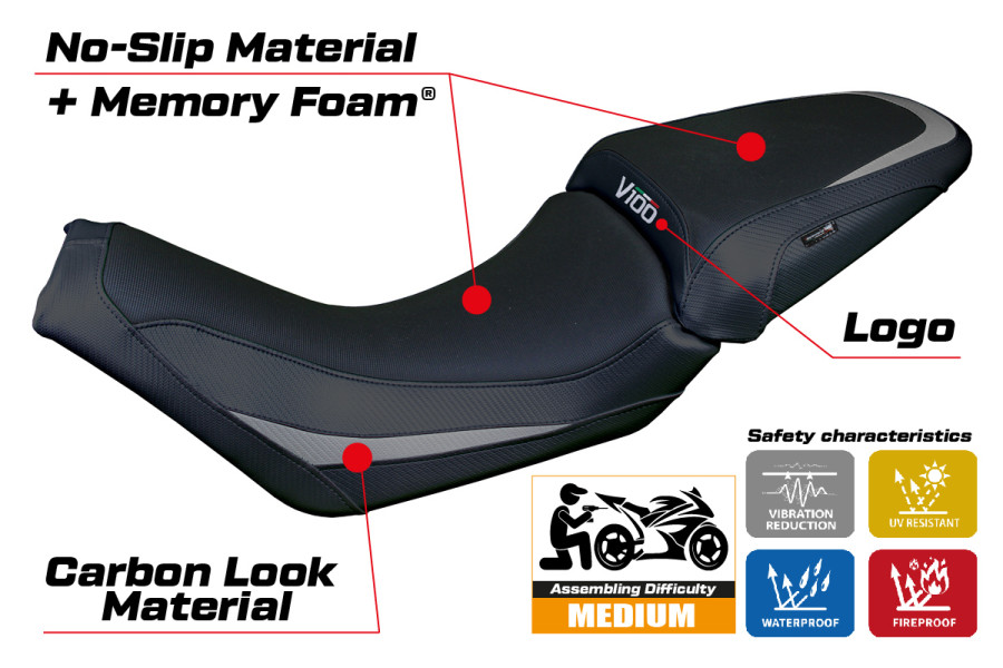 Sitzbezug kompatibel - Moto Guzzi V100 Mandello 2022-2026 - mod Misano Comfort System
