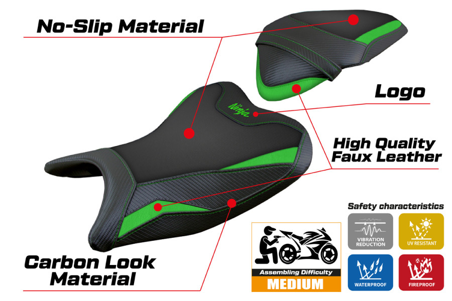 Sitzbezug kompatibel - Kawasaki Ninja 250 2018 - 2019 - mod Rainha