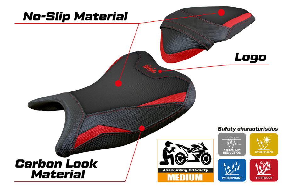 Housse de selle compatible - Kawasaki Ninja 250 2018 - 2019 - mod Rainha
