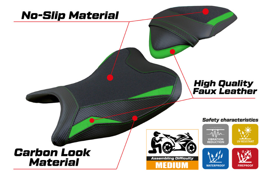 Sitzbezug kompatibel - Kawasaki Ninja 250  2018 - 2019 - mod Rainha Ultragrip