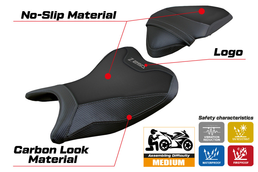 Rivestimento sella compatibile - Kawasaki Z 250 2019 - 2020 - mod Abrantes