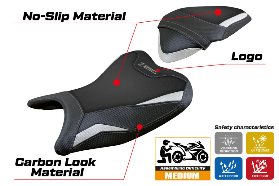 Seat cover compatible - Kawasaki Z 250 2019 - 2020 - mod Abrantes