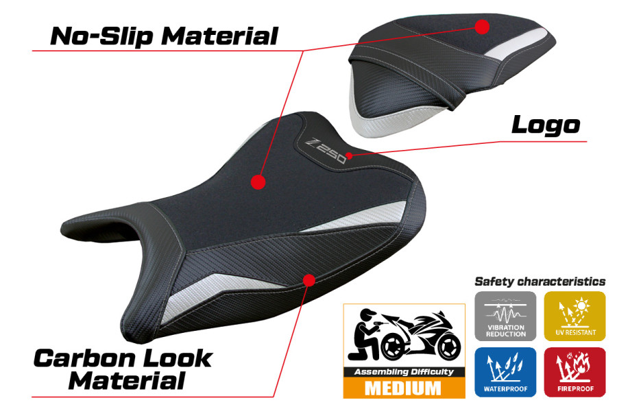 Rivestimento sella compatibile - Kawasaki Z 250  2019 - 2020 - mod Abrantes Ultragrip