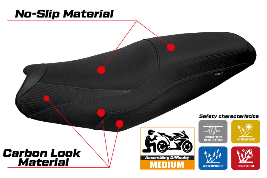 Housse de selle compatible - Kawasaki Ninja ZX 14 R  2012 - 2024 - mod Idaho